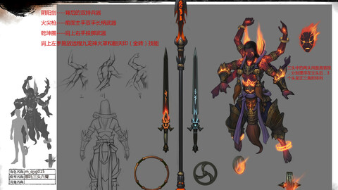 Low poly 3D characters-three heads six arms