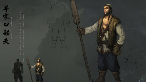 Low poly 3D characters-Yangjiakou Boatman