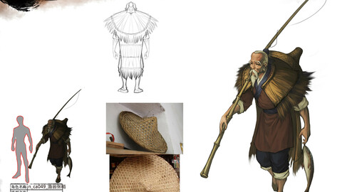 Low poly 3D characters - fisherman Zhang slightly