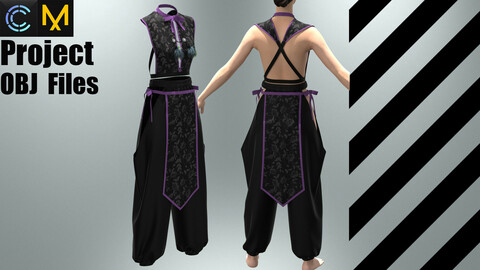 Asian girl warrior (MD/Clo3D Project + OBJ Files)