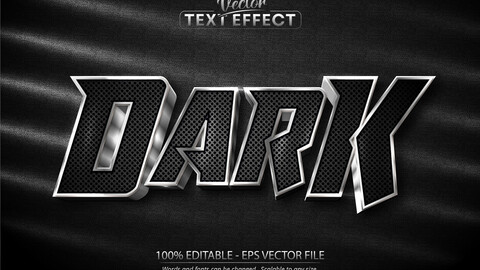 Dark text, shiny silver style editable text effect