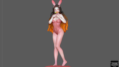 NEZUKO BUNNY demon slayer kimetsu no yaiba ANIME GIRL CUTE CHARACTER 3D print model