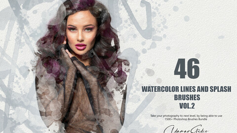 46 Watercolor Lines and Splash Brushes - Vol. 2