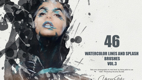 46 Watercolor Lines and Splash Brushes - Vol. 3