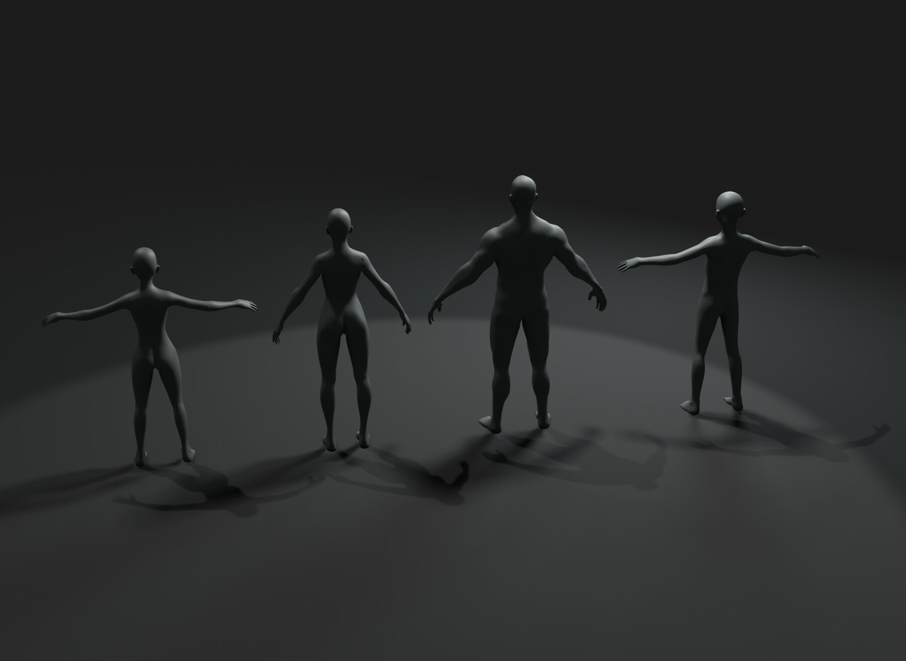 ArtStation - Human Body Base Mesh 3D Model Family Pack