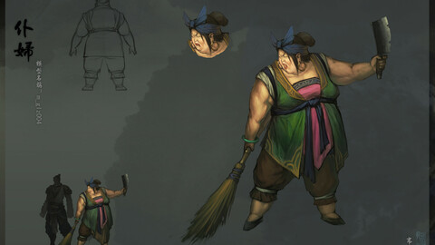 Low poly 3D Women - servant