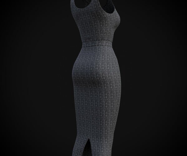 ArtStation - Female gown - 3D Midi dress | Resources