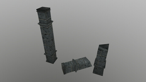 Low Poly Temple Column 3D Model