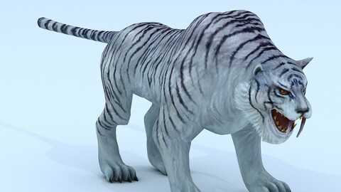 Low poly 3D Monster - White Spotted Tiger