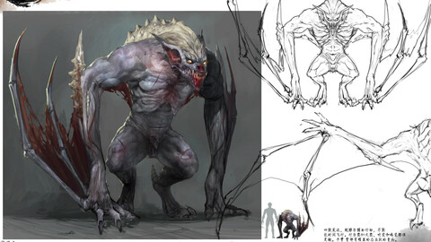 Low poly 3D Monster - Bone Bat 02