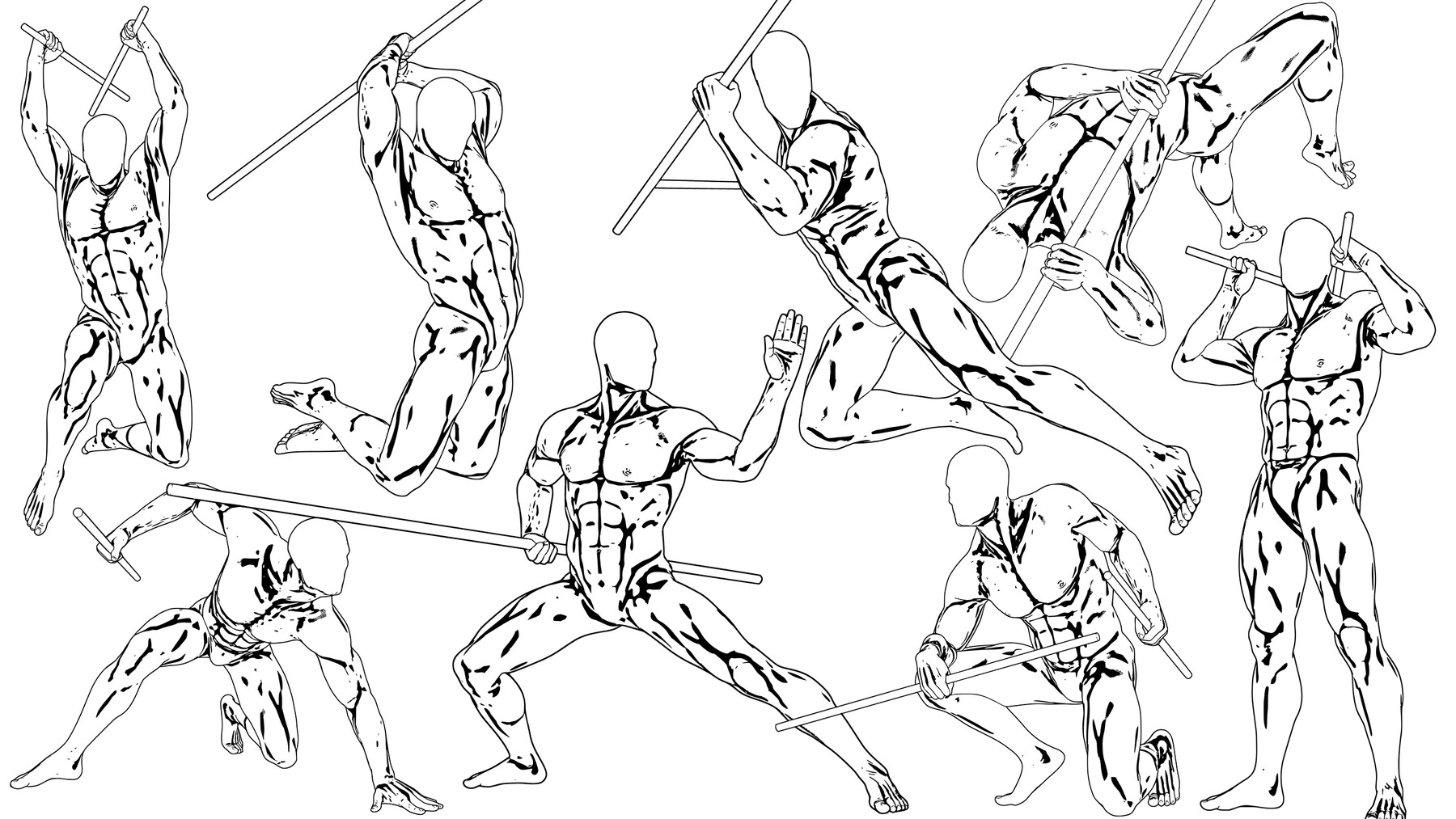 Sketch Design Mascot Man Action Hero Jump Pose by Leo Blanchette #1539171