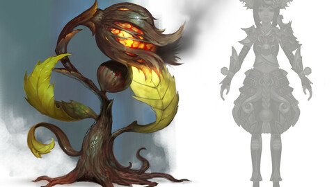 Low poly 3D Monster - Attack - Plant