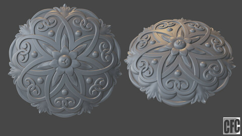 WoodCarving floral detail - 3d model for CNC - FlowerCFC23