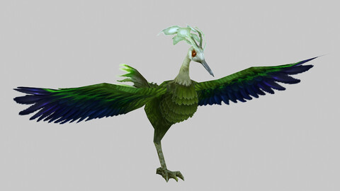 Low poly 3D Monster - Green Phoenix