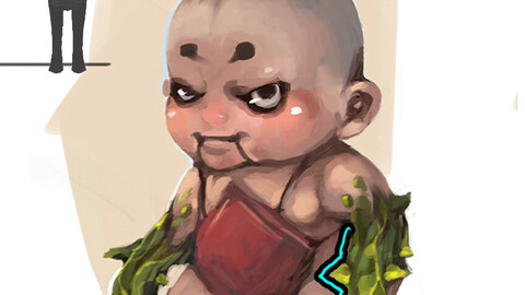 Low poly 3D Monster - Ginseng Fruit Doll 01