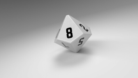 Dice d10 game ready PBR Low-poly