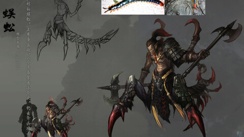 Low poly 3D Monster - The centipede people