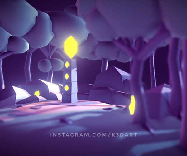 ArtStation Forest Temple Ruins Low poly game level Game Assets