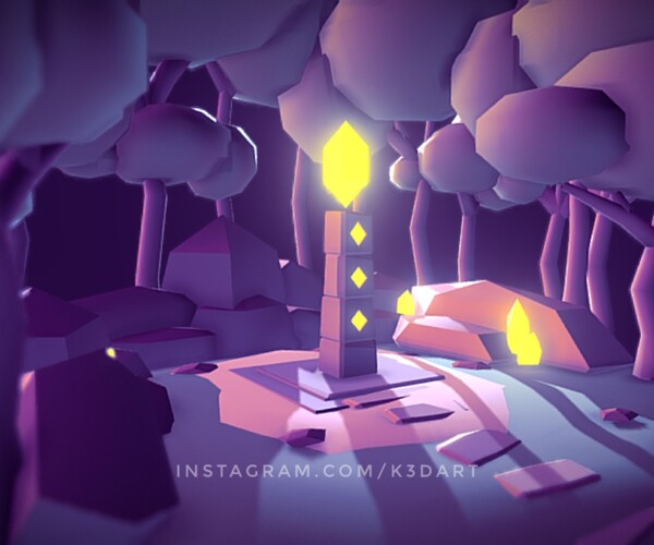 ArtStation Forest Temple Ruins Low poly game level Game Assets