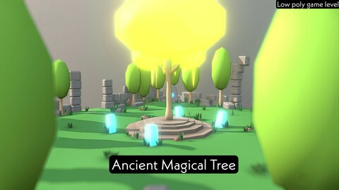 Ancient magical tree - low poly game level