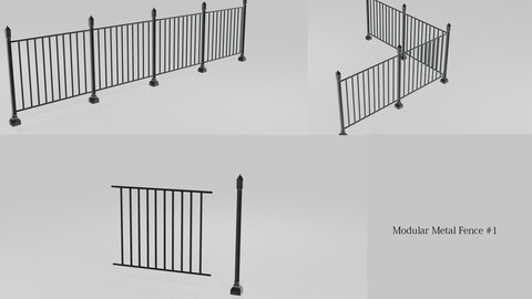 Modular Metal Fence 1 3D model