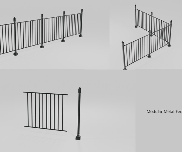 ArtStation - Modular Metal Fence 1 3D Model | Game Assets