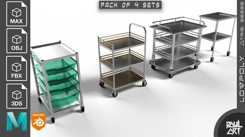 Service Cart trolley (Pack of 4 Sets)