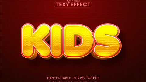 Kids text, cartoon style editable text effect