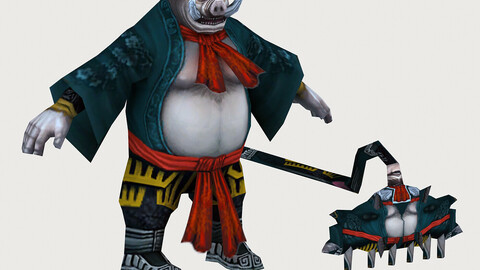 Low poly 3D Monster - Pigs 03