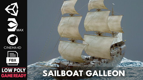 Sailboat Galleon - Game Ready