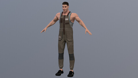 Delivery man with realtime hair UE4 ready to use