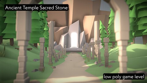 Ancient Temple Sacred Stone - Low poly game level