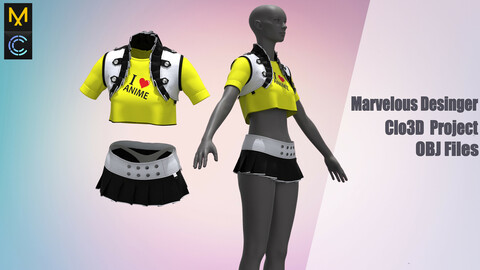 Kawaii clothes (MD/Clo3D Project+OBJ,FBX files)