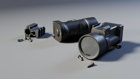 tactical flashlight "Klesch-2D" and self-made barrel mount