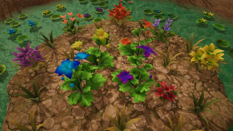 Stylized Bushes And Flowers