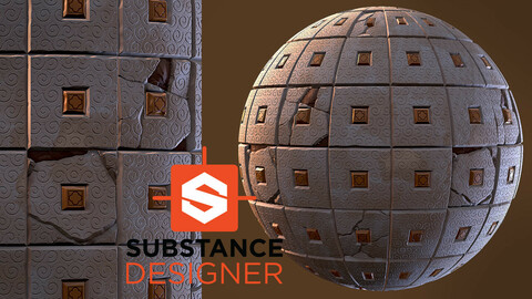 Stylized Tile with Damage - Substance Designer