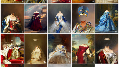 170 historical classic royal human/pet portrait painting templates