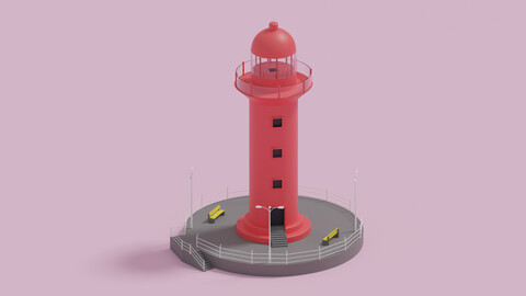 Cartoon Light House 3D Model