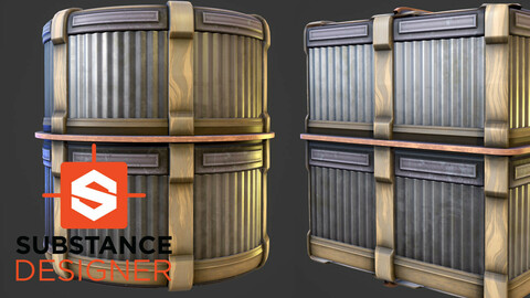 Stylized Corrugated Metal Panel - Substance Designer