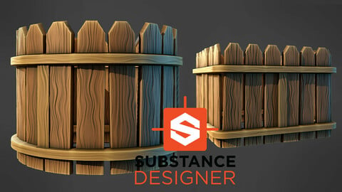 Stylized Wooden Fence - Substance Designer