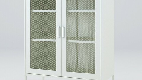 Blanc 3-tier steel transparent mesh storage cabinet