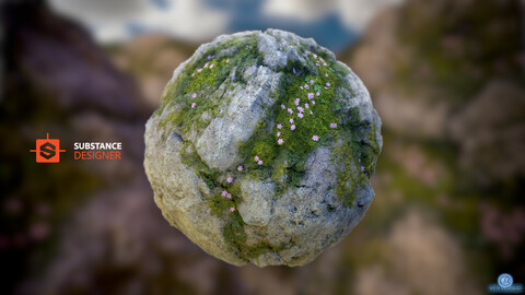 Overgrown Cliffs PBR Material - procedural (.sbs / 4k textures + .SBSAR)