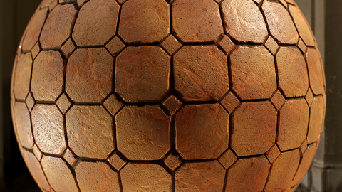 PBR - TERRACOTTA TILES FLOOR, TERRACOTA  - 4K MATERIAL