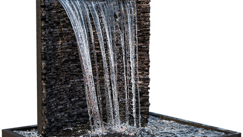 Waterfall fountains rock panel 3D model
