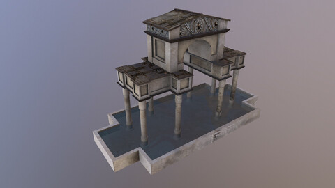 Low Poly Ornamental Pool 3D Model