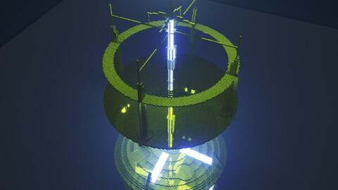 3d voxel tampel in sky