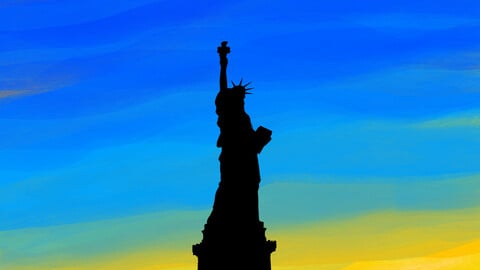 New York City Statue of Liberty digital art poster