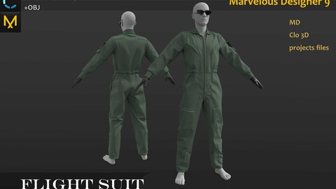 Military Uniform_Basic Flight Suit. MD, Clo3d project_Battlefile War Outfit_OBJ_FBX if needed