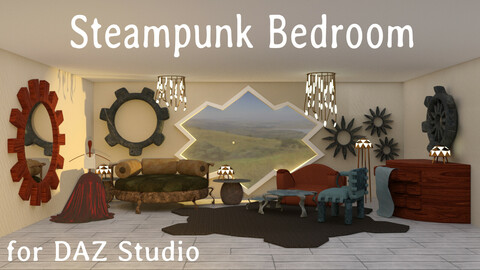 Steampunk Bedroom for DAZ Studio