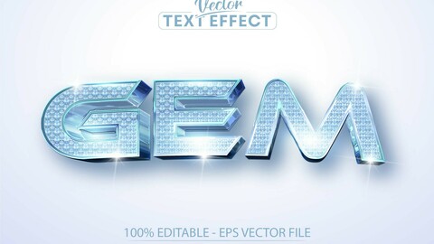 Gem text, shiny diamond textured style editable text effect